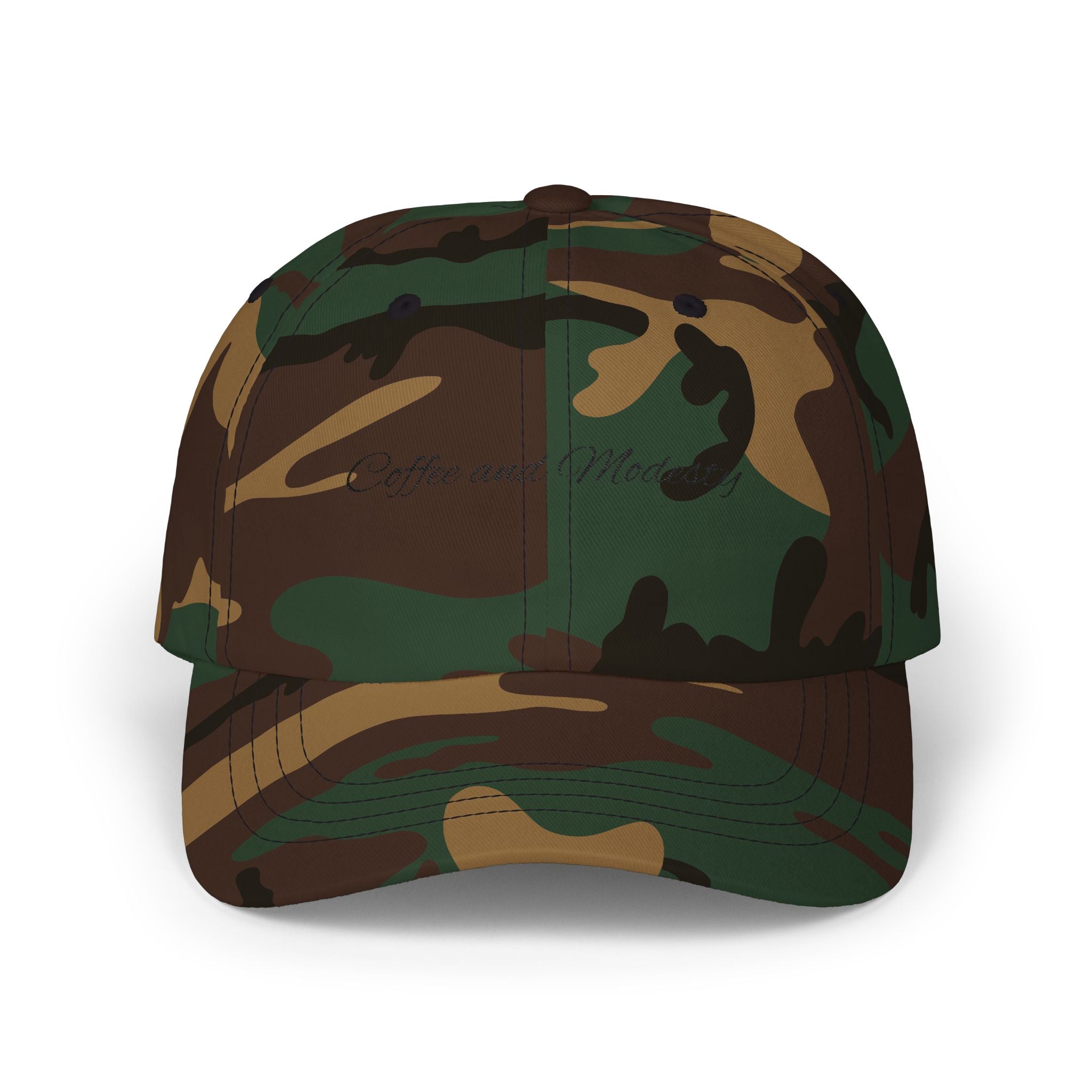 Baseball Cap — "Coffee and Modesty" Embroidered White Baseball Hat