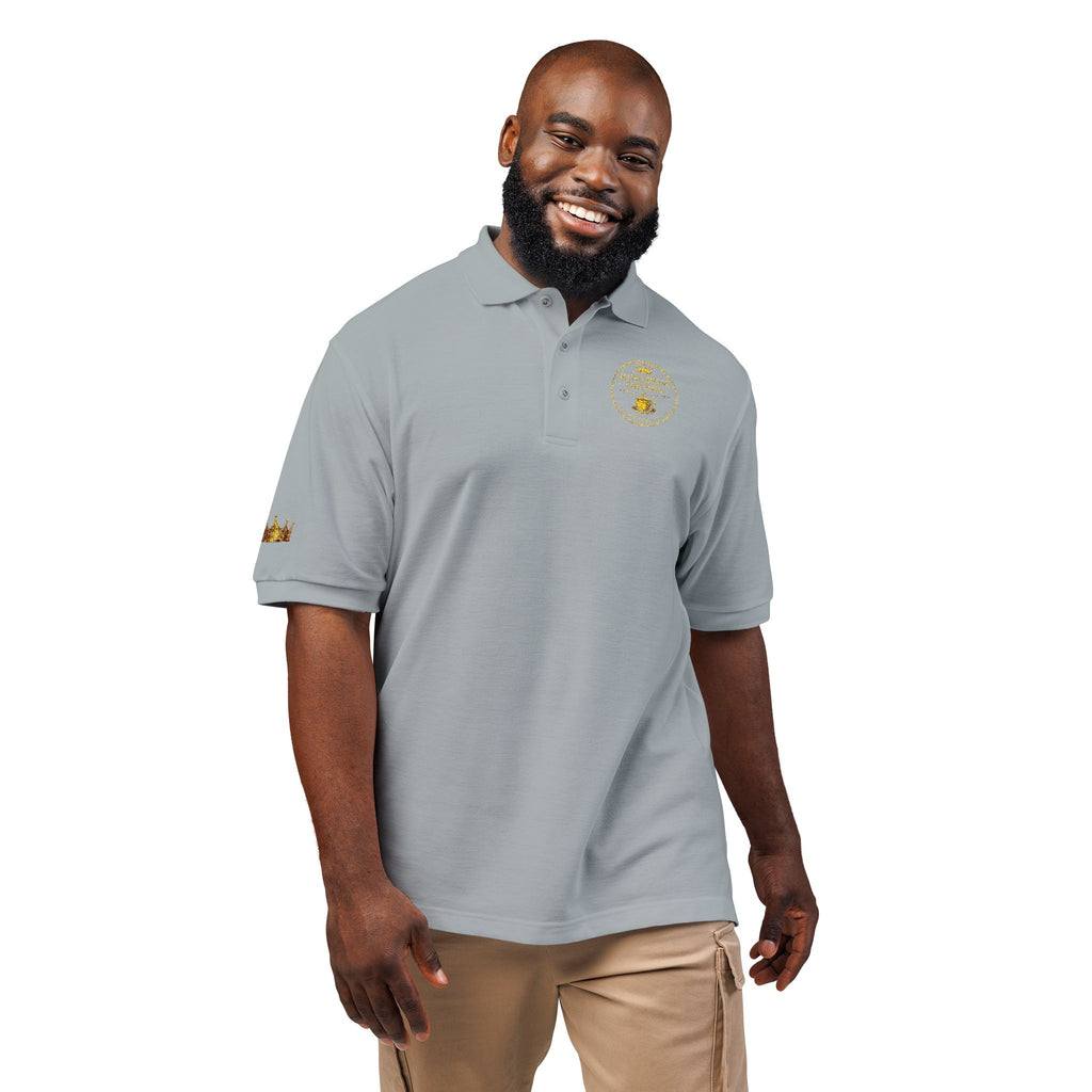 Embroidered Gold Floral Crest Polo