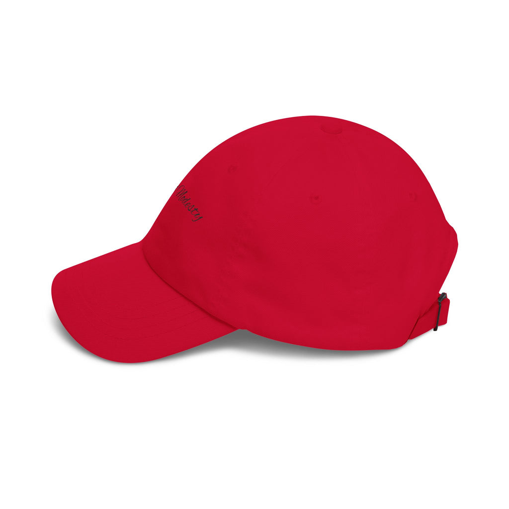 Baseball Cap — "Coffee and Modesty" Embroidered White Baseball Hat