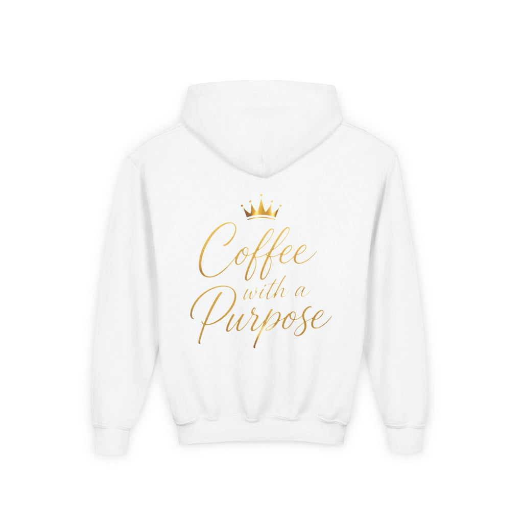 Youth Hoodie — "Kingdom Grinds" Coffee with a Purpose Graphic