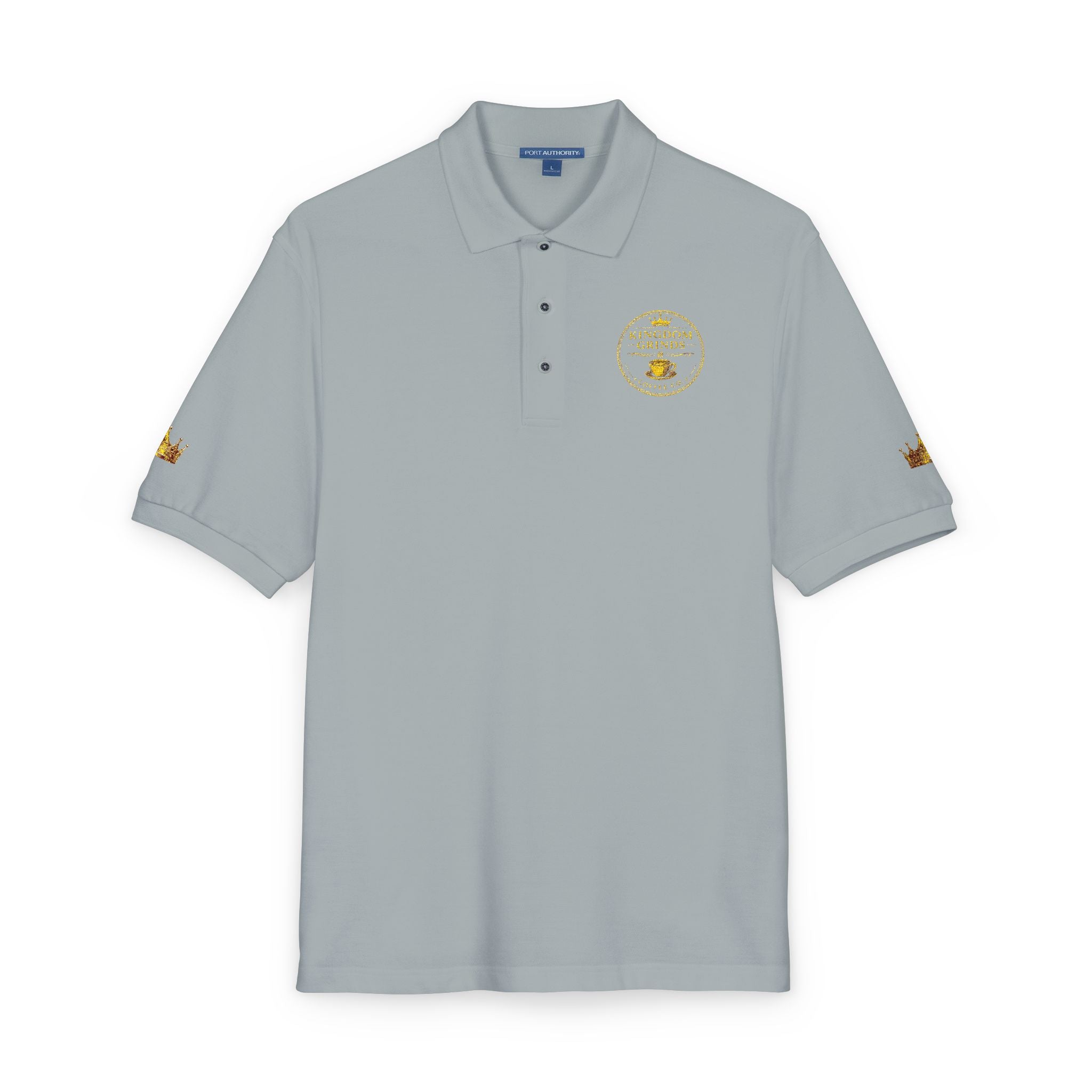 Embroidered Gold Floral Crest Polo