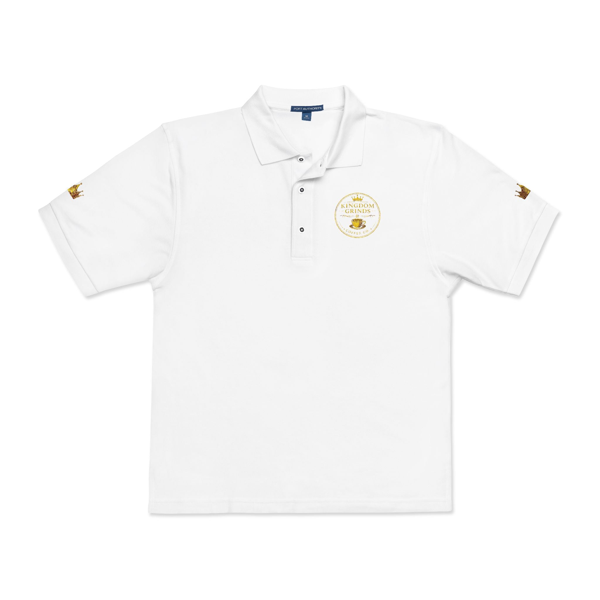 Embroidered Gold Floral Crest Polo