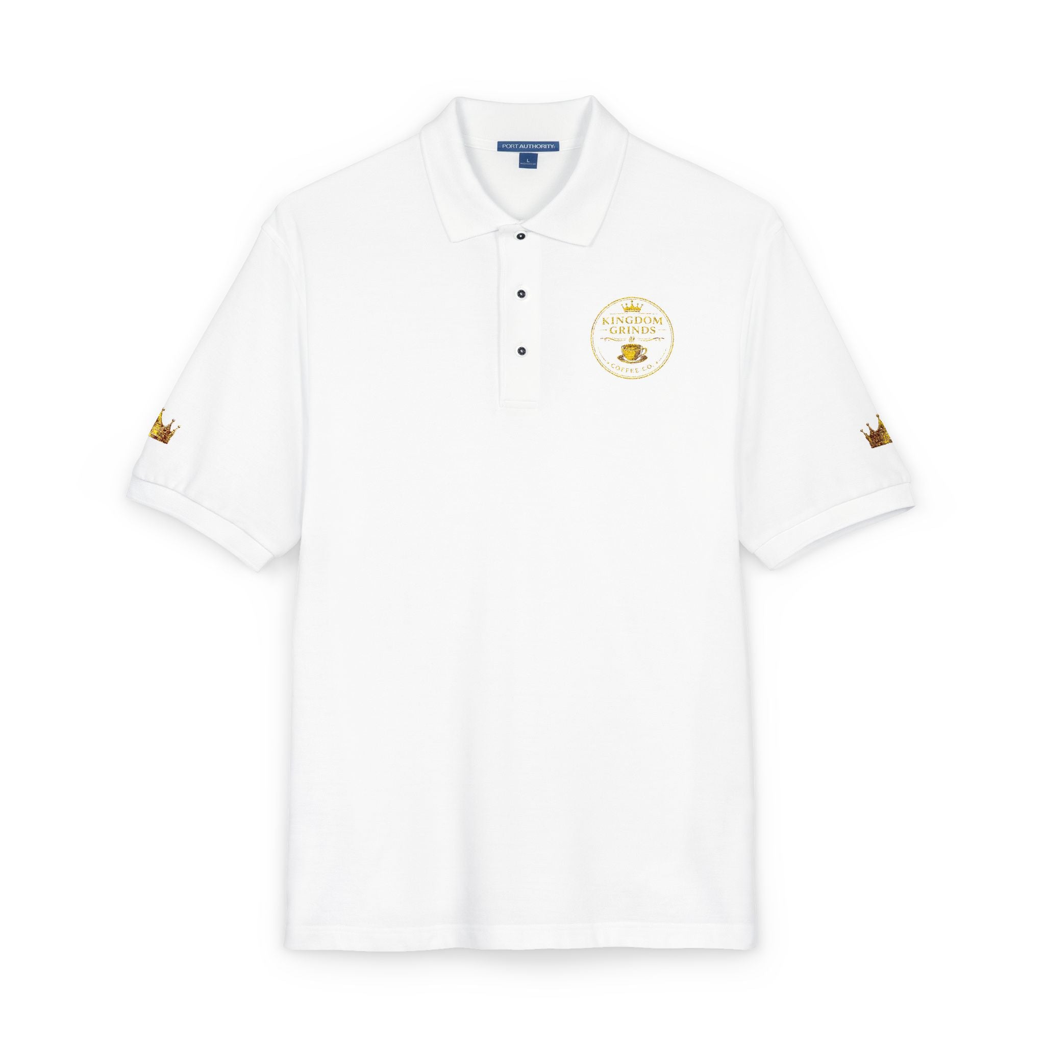Embroidered Gold Floral Crest Polo
