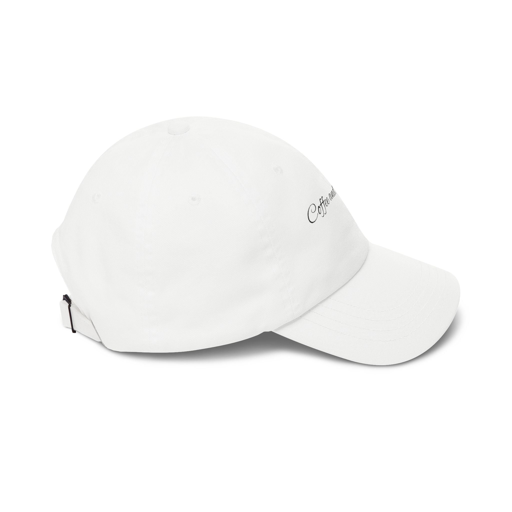 Baseball Cap — "Coffee and Modesty" Embroidered White Baseball Hat