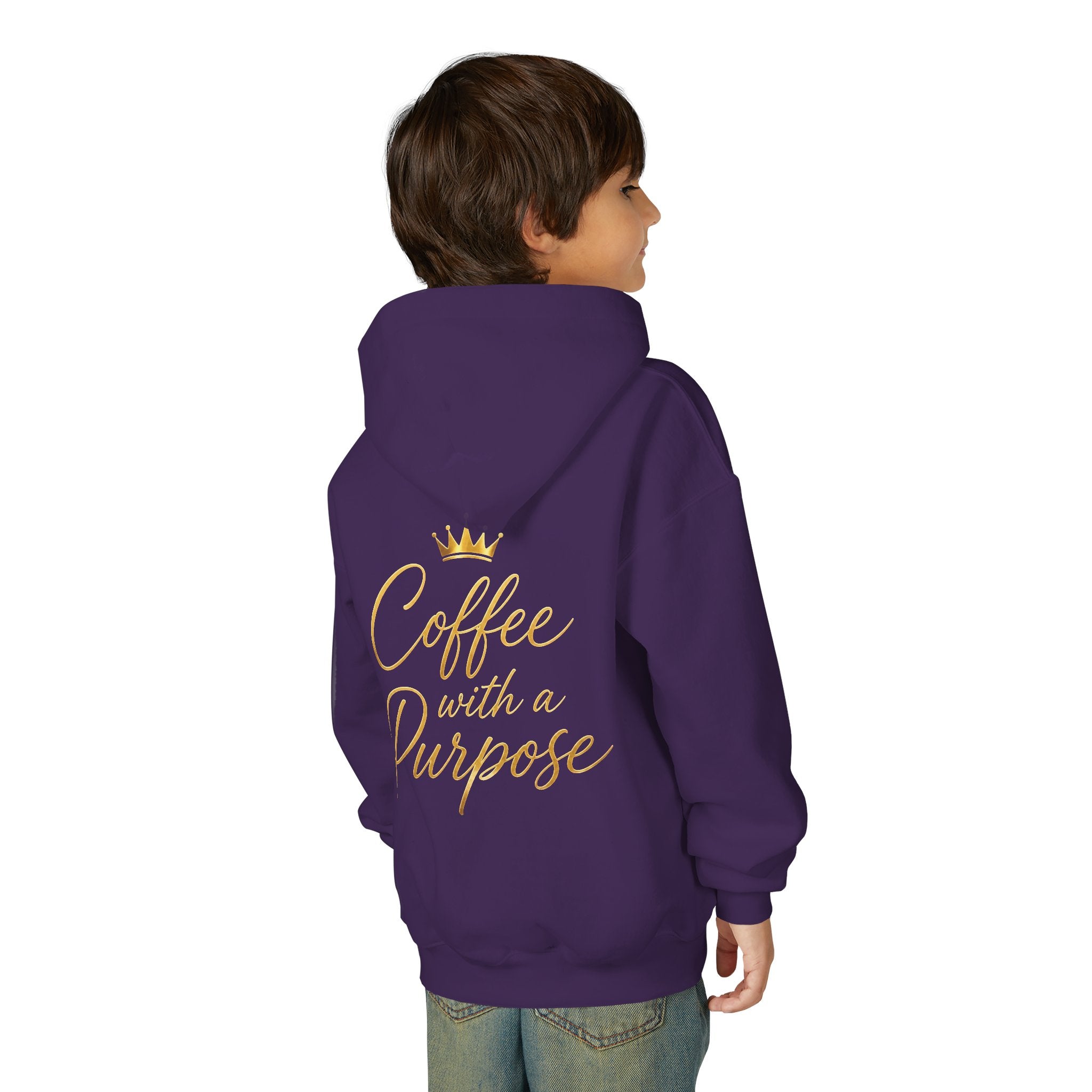 Youth Hoodie — "Kingdom Grinds" Coffee with a Purpose Graphic