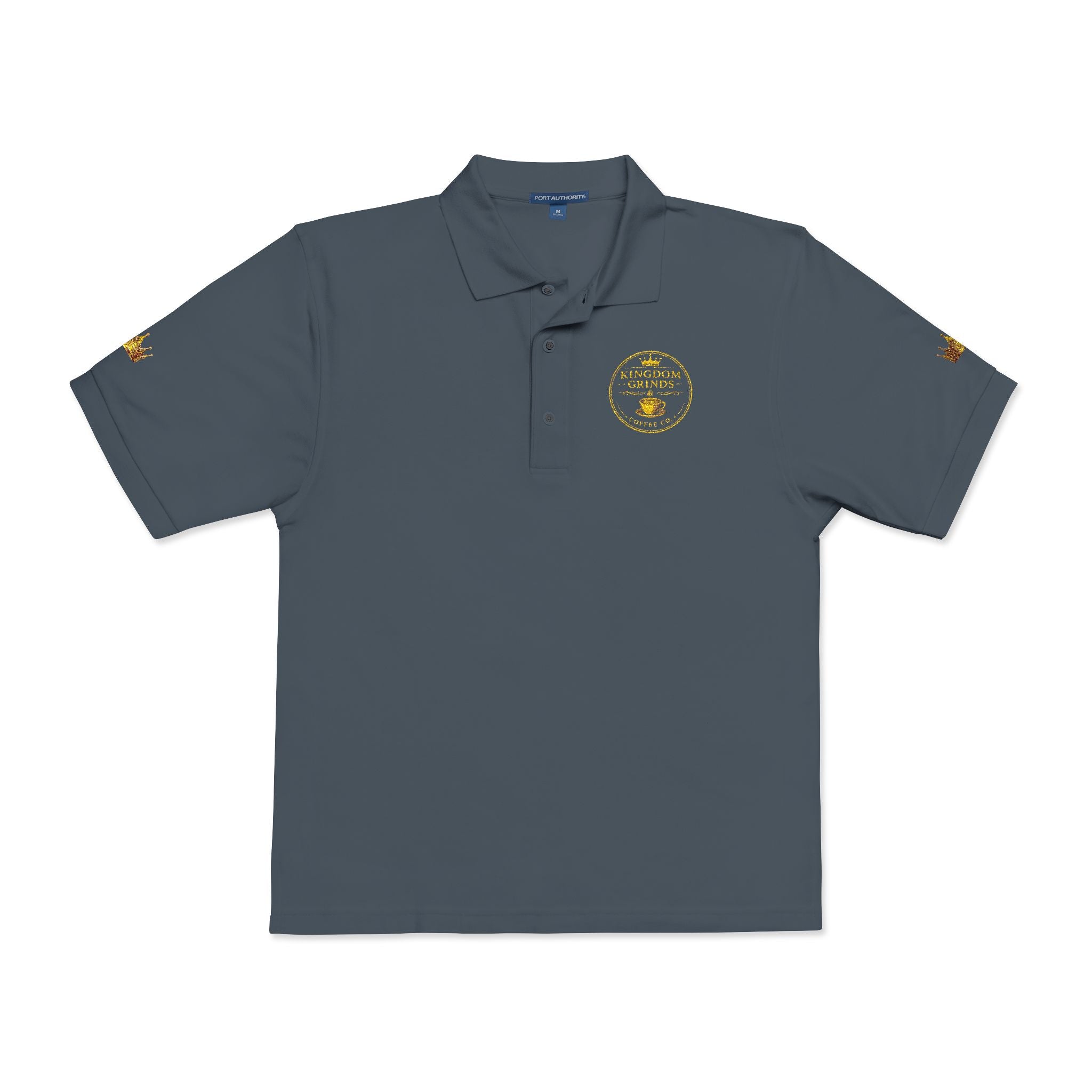 Embroidered Gold Floral Crest Polo