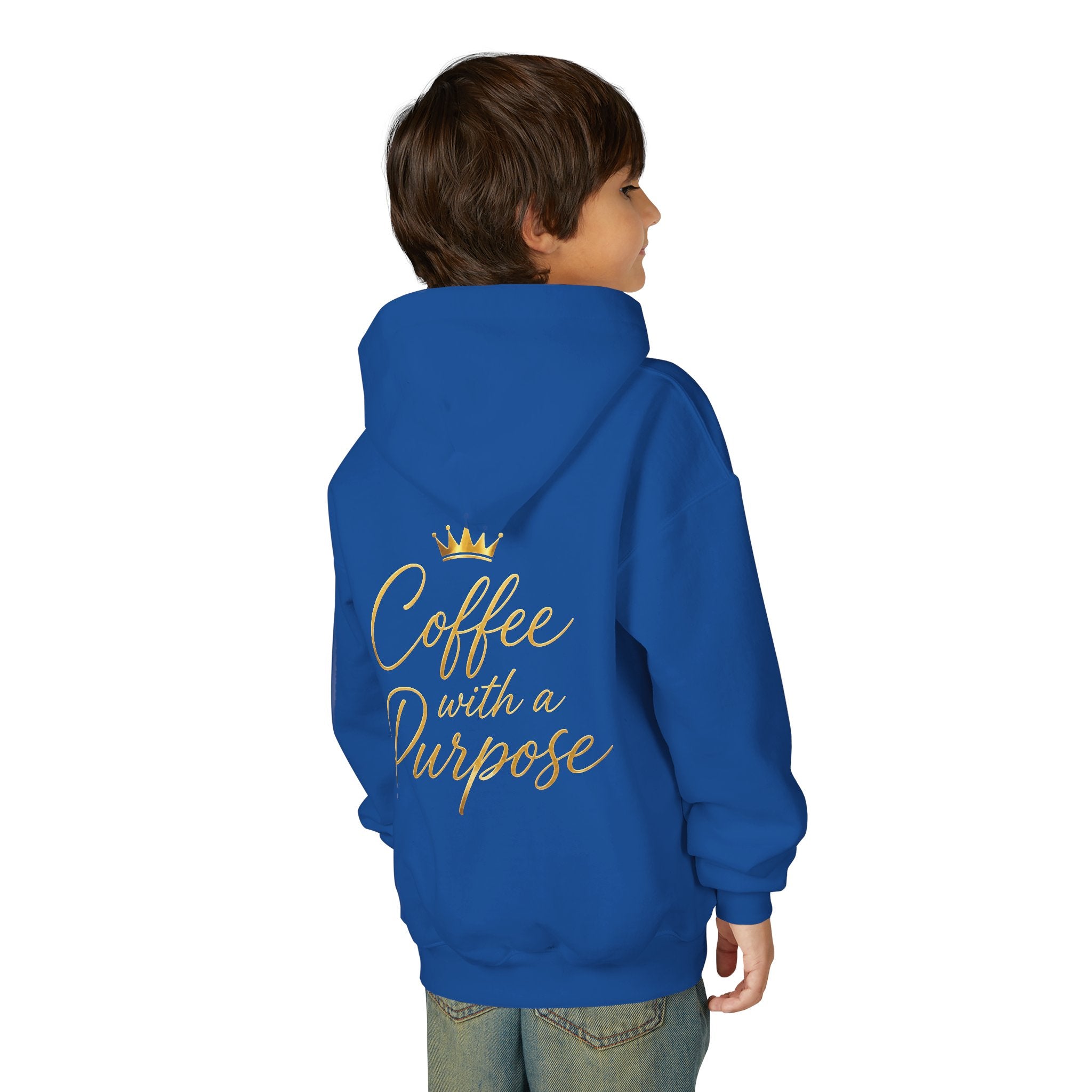 Youth Hoodie — "Kingdom Grinds" Coffee with a Purpose Graphic