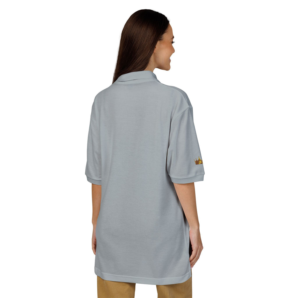 Embroidered Gold Floral Crest Polo