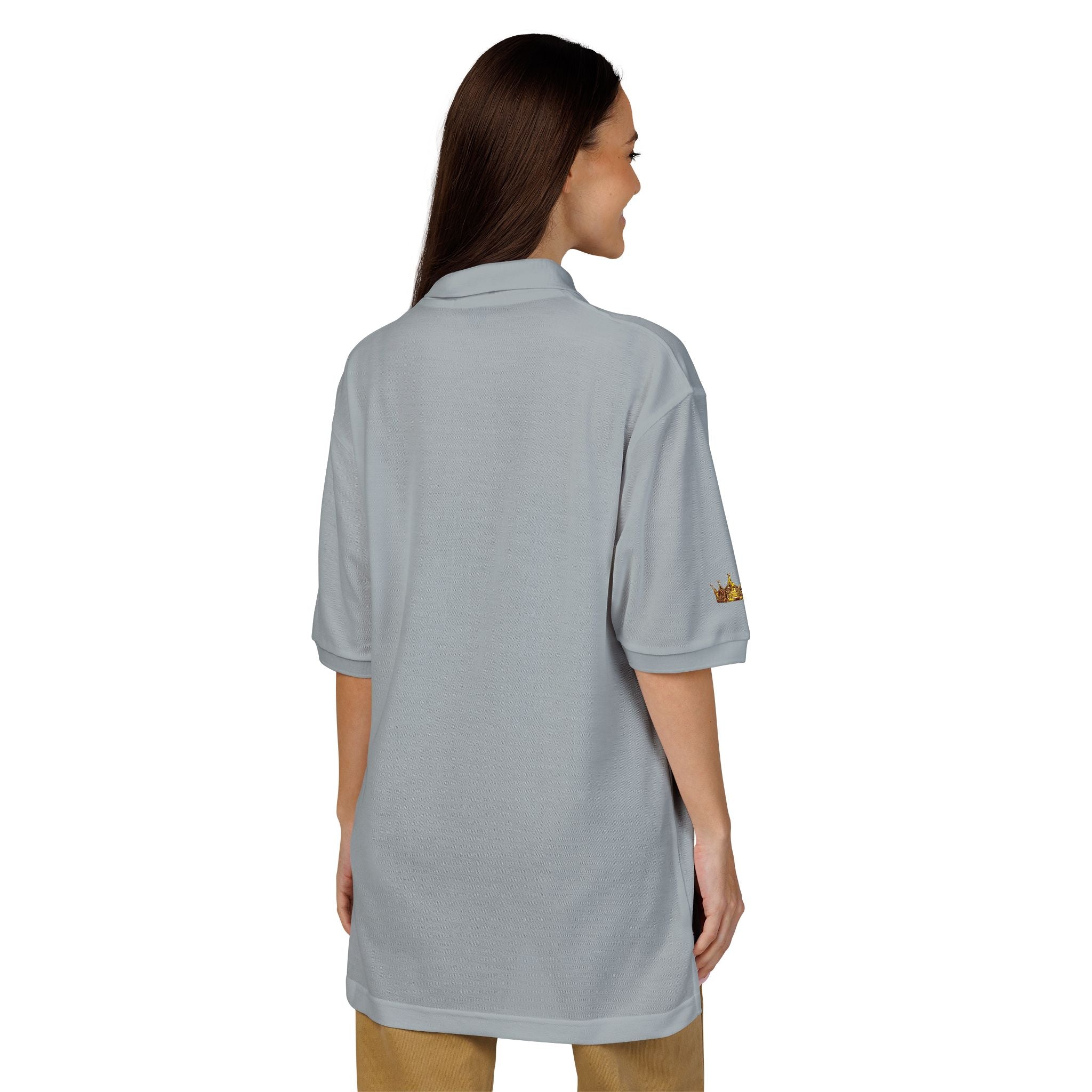 Embroidered Gold Floral Crest Polo