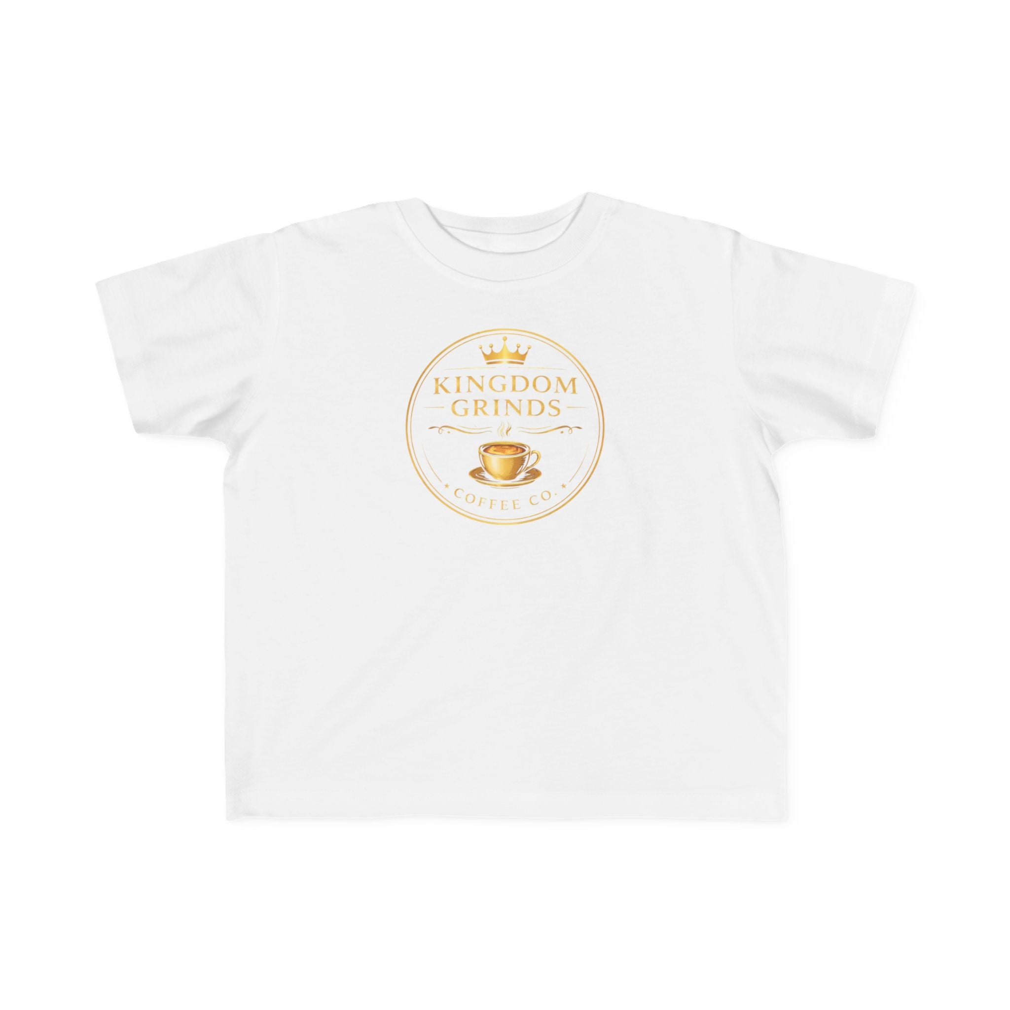 Toddler Tee — "Kingdom Grinds" Coffee With a Purpose Cute Christian Coffee Shirt