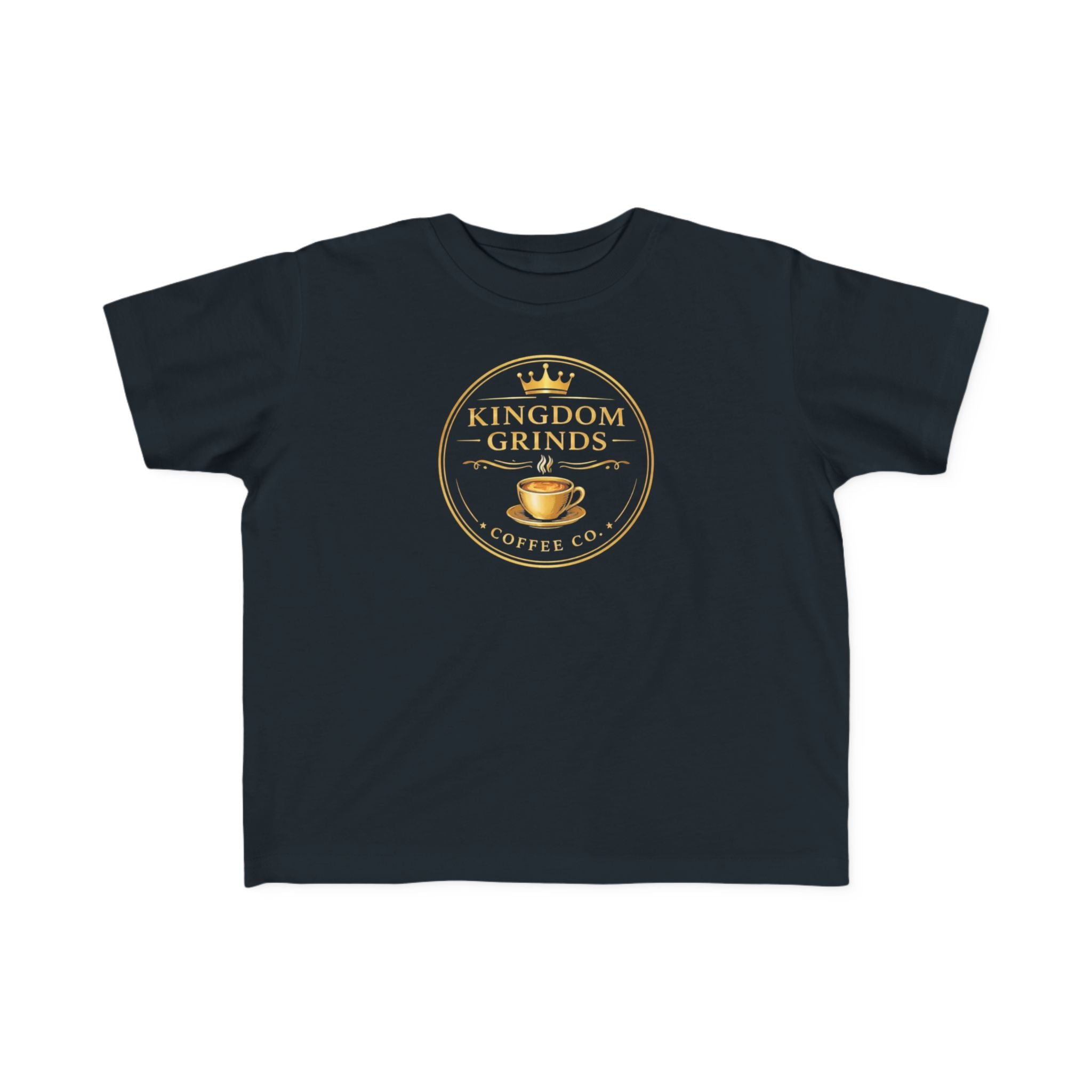 Toddler Tee — "Kingdom Grinds" Coffee With a Purpose Cute Christian Coffee Shirt