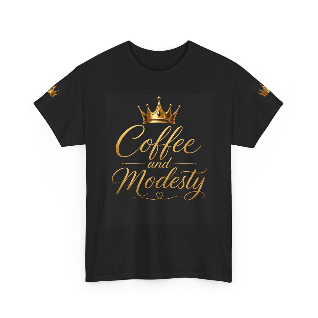 Coffee and Modesty Tee - Gold Crown Graphic Shirt