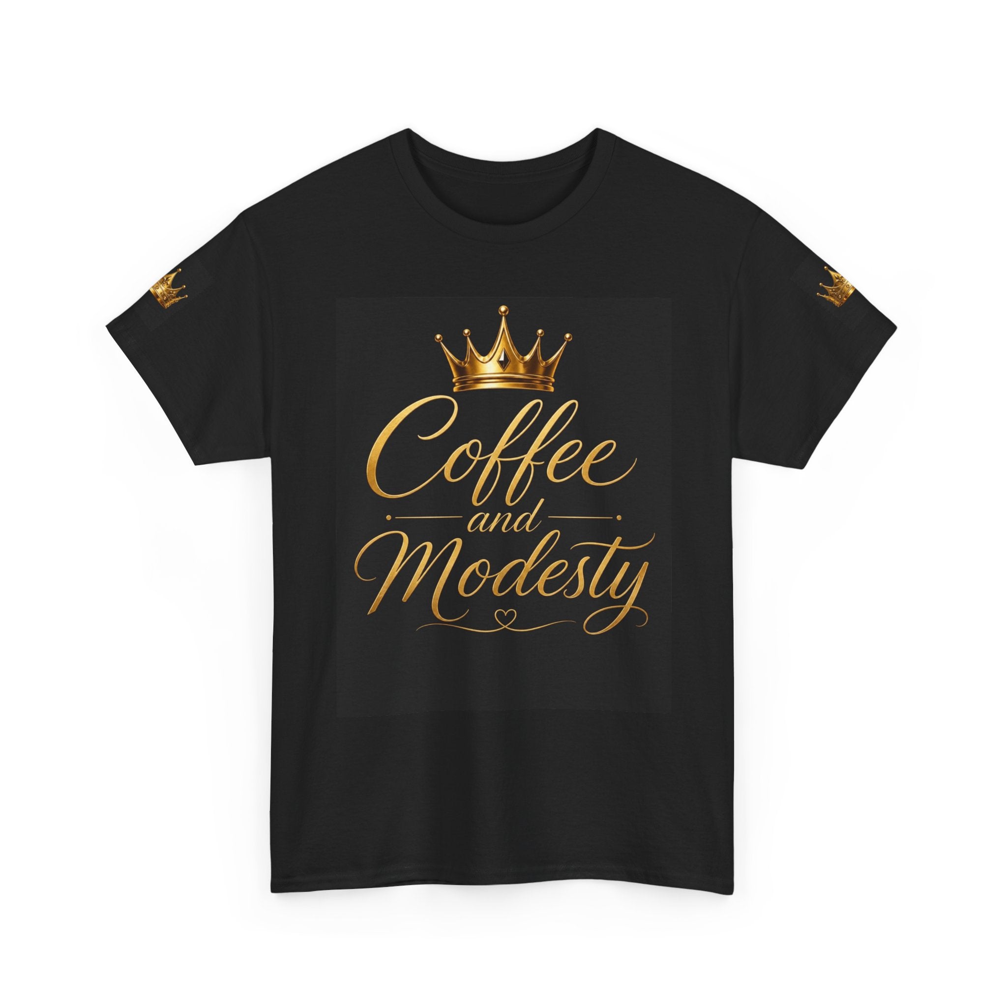 Coffee and Modesty Tee - Gold Crown Graphic Shirt