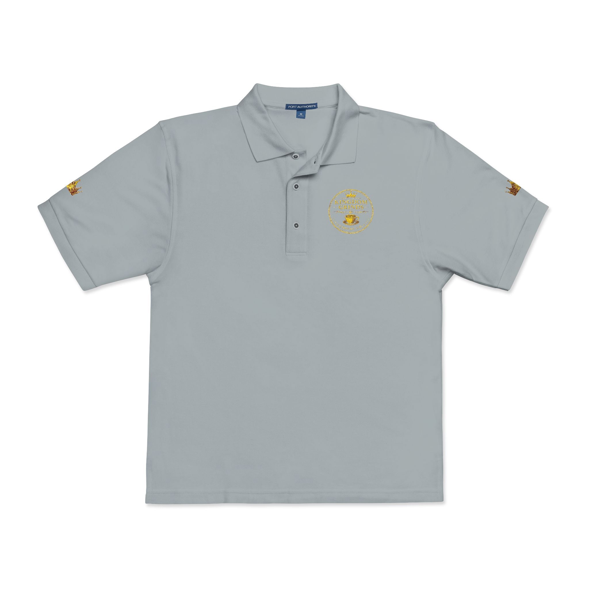 Embroidered Gold Floral Crest Polo