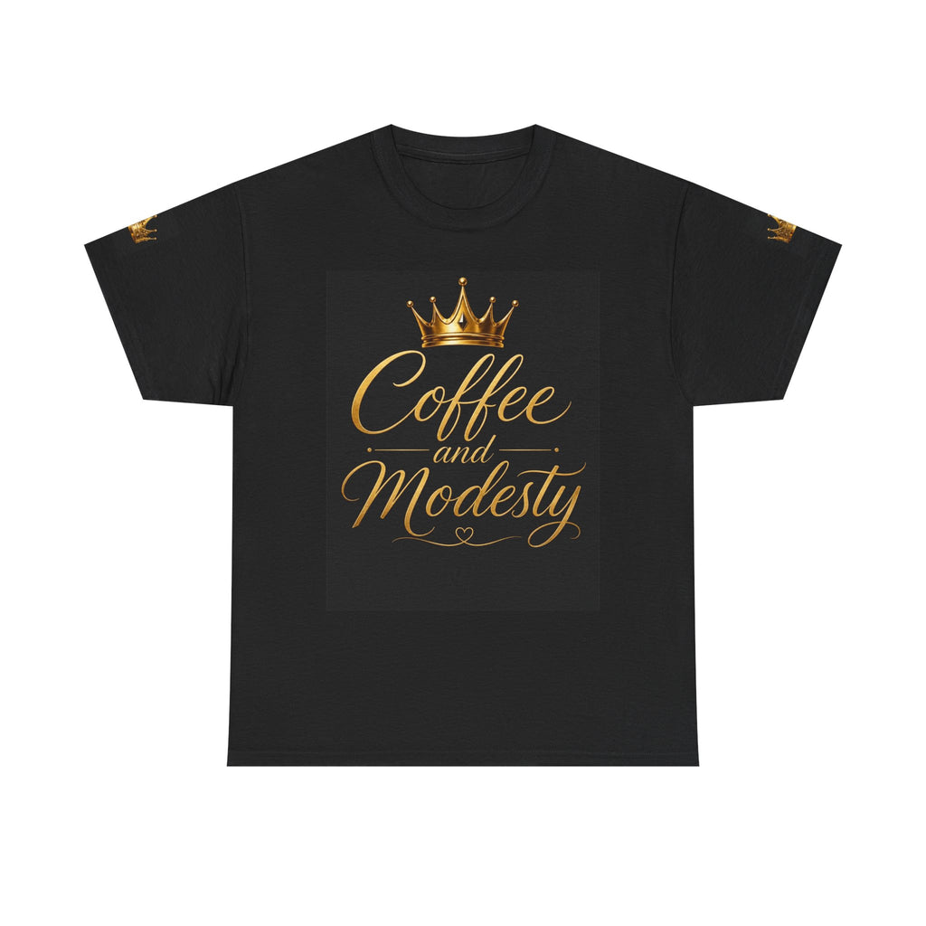 Coffee and Modesty Tee - Gold Crown Graphic Shirt