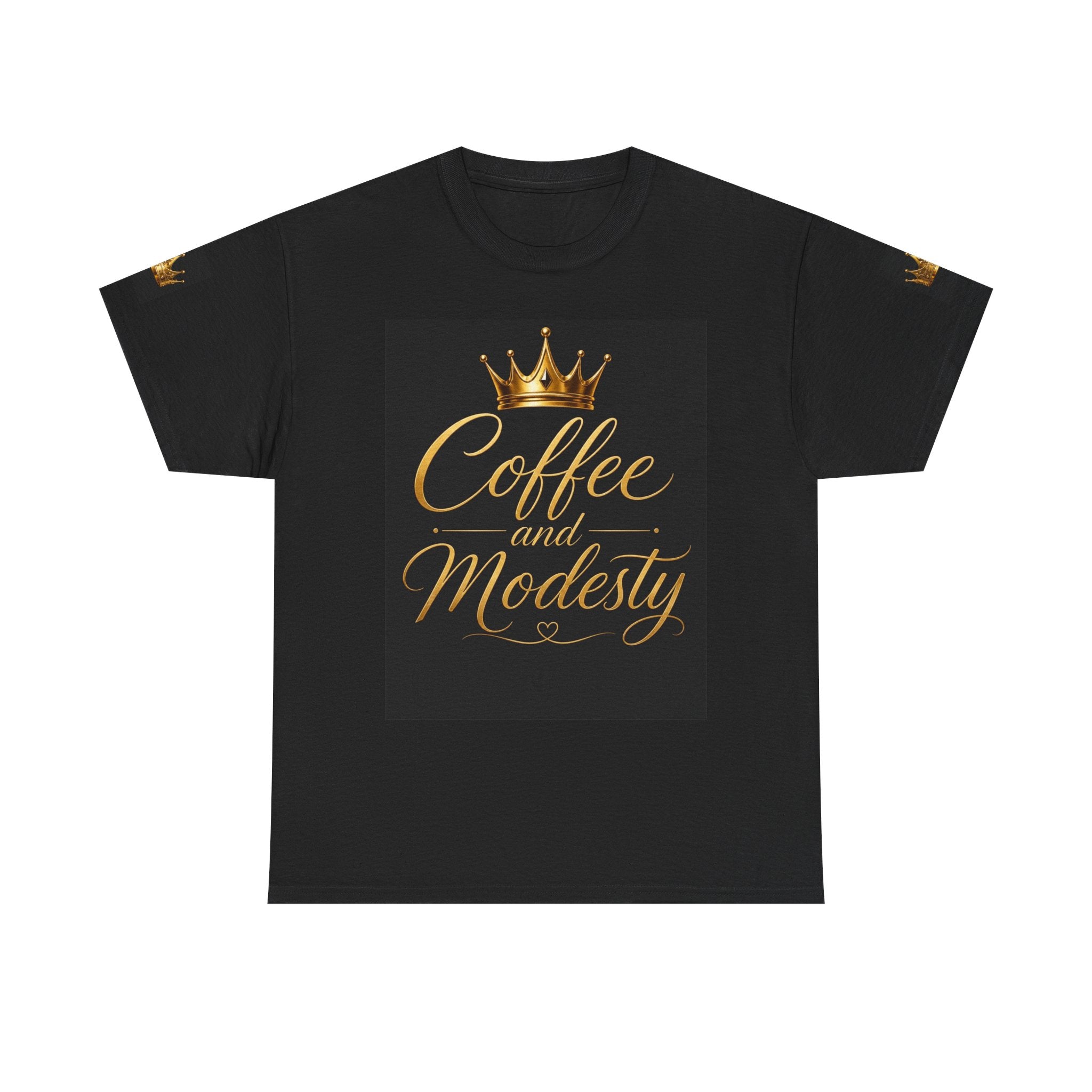 Coffee and Modesty Tee - Gold Crown Graphic Shirt