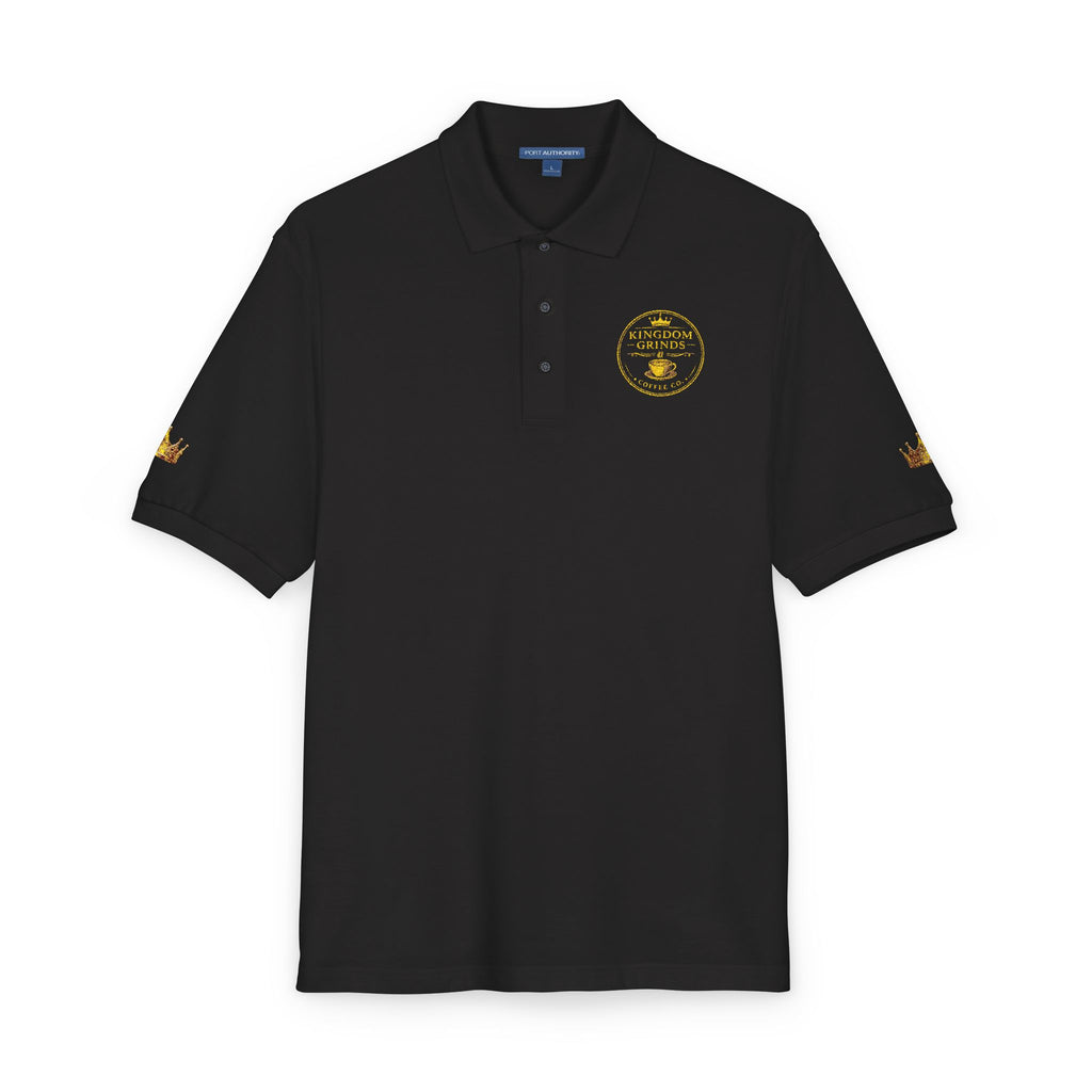 Embroidered Gold Floral Crest Polo