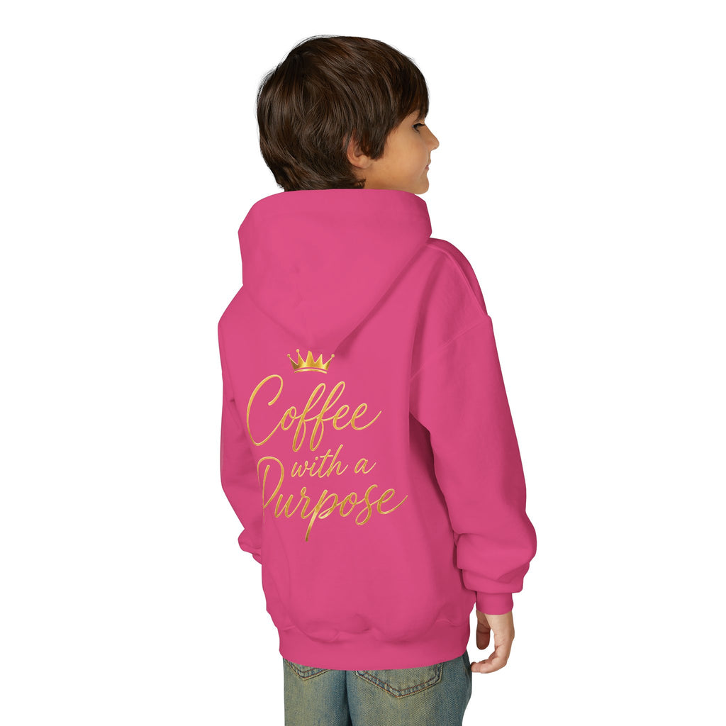 Youth Hoodie — "Kingdom Grinds" Coffee with a Purpose Graphic