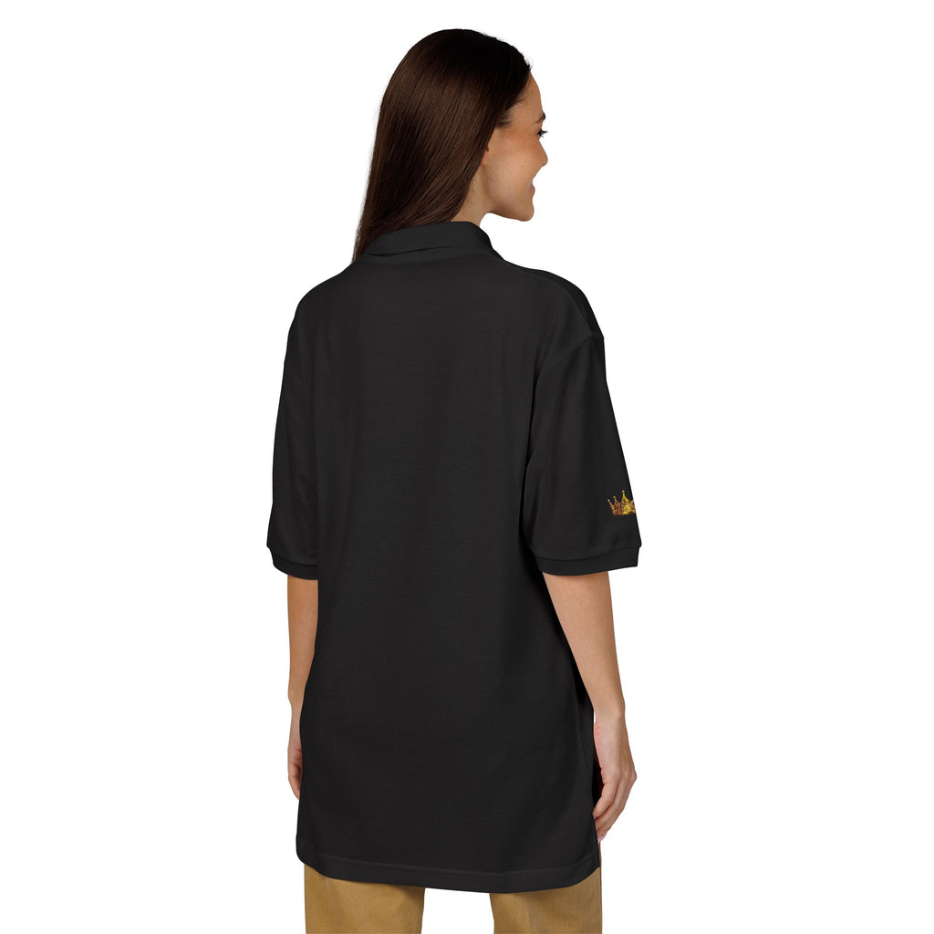Embroidered Gold Floral Crest Polo