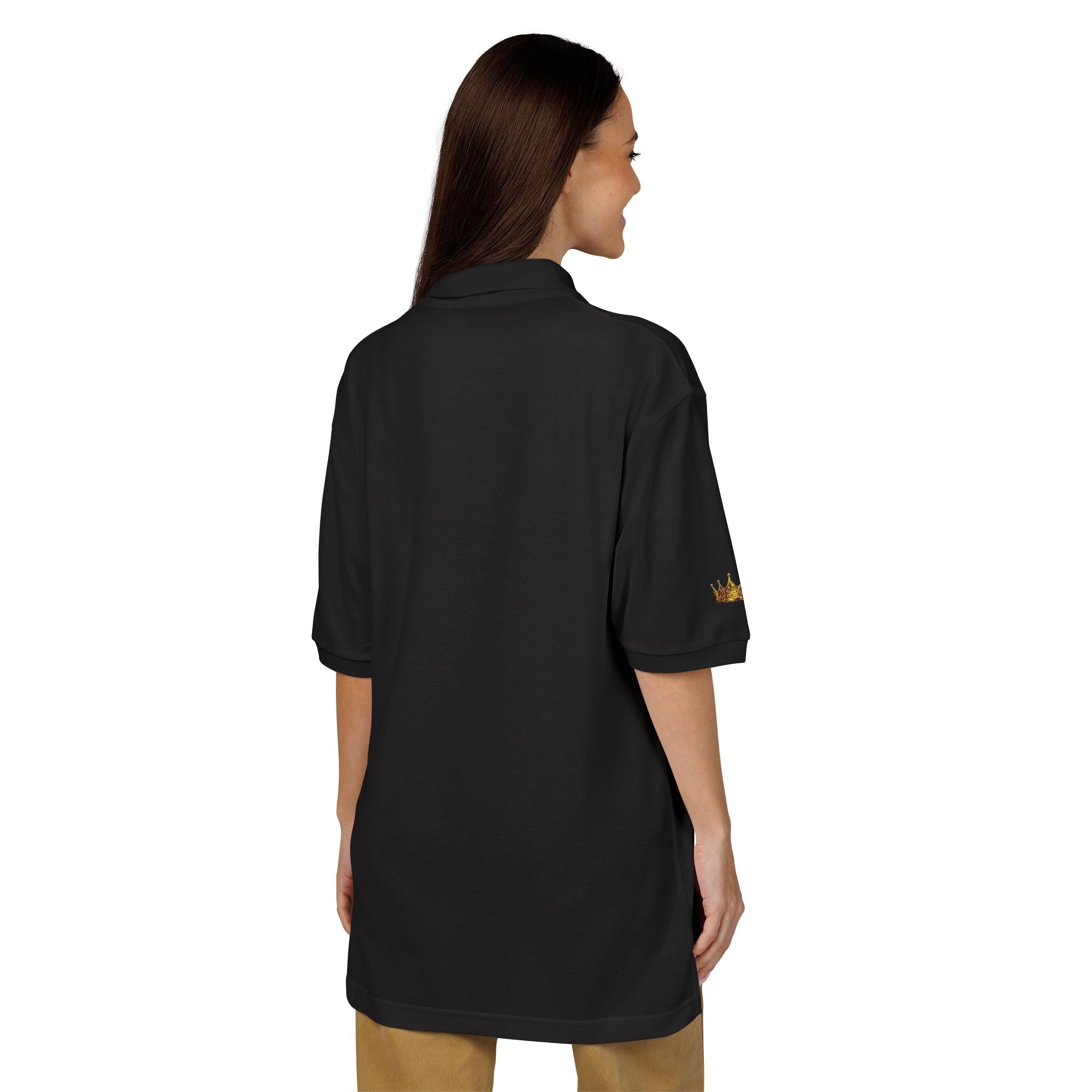 Embroidered Gold Floral Crest Polo