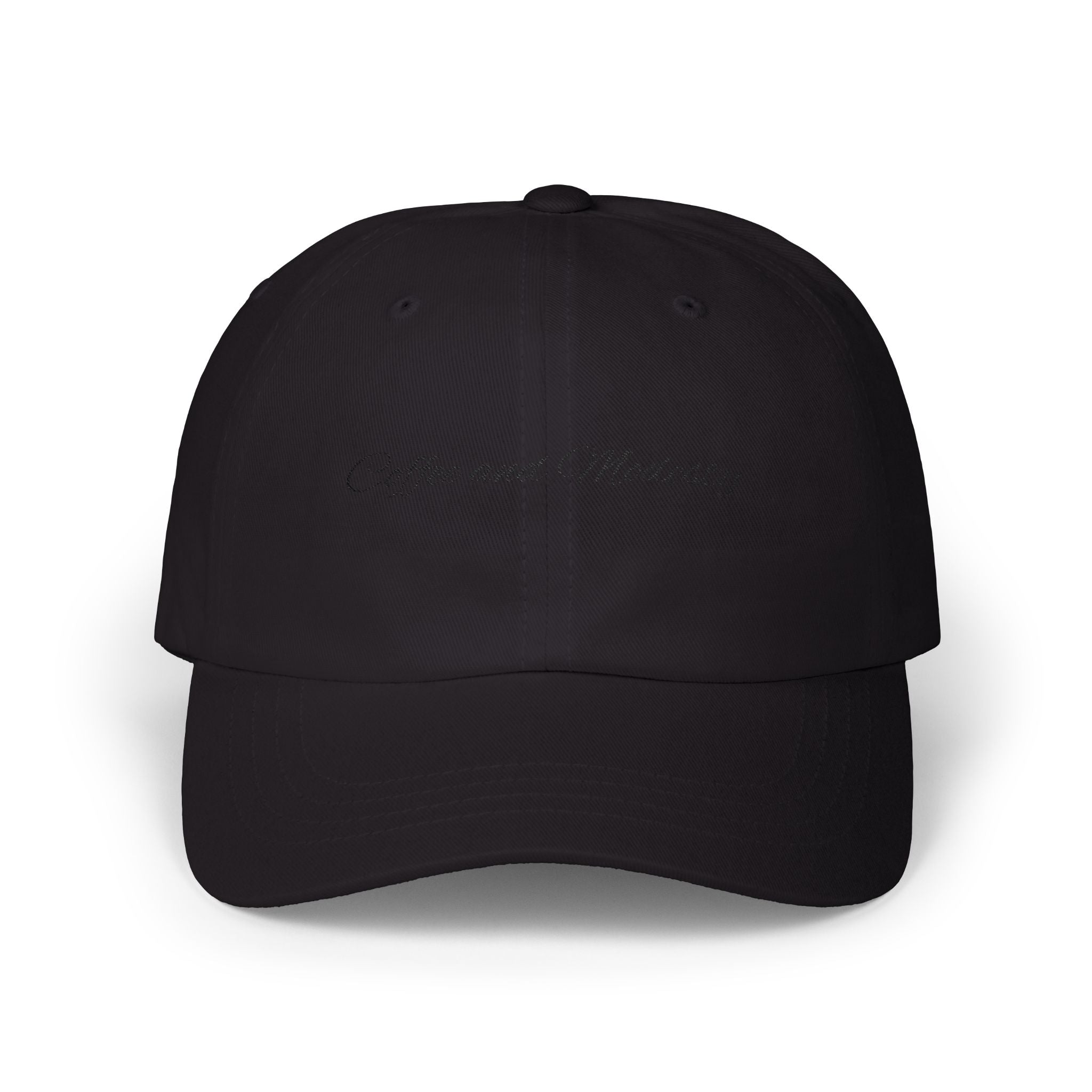 Baseball Cap — "Coffee and Modesty" Embroidered White Baseball Hat