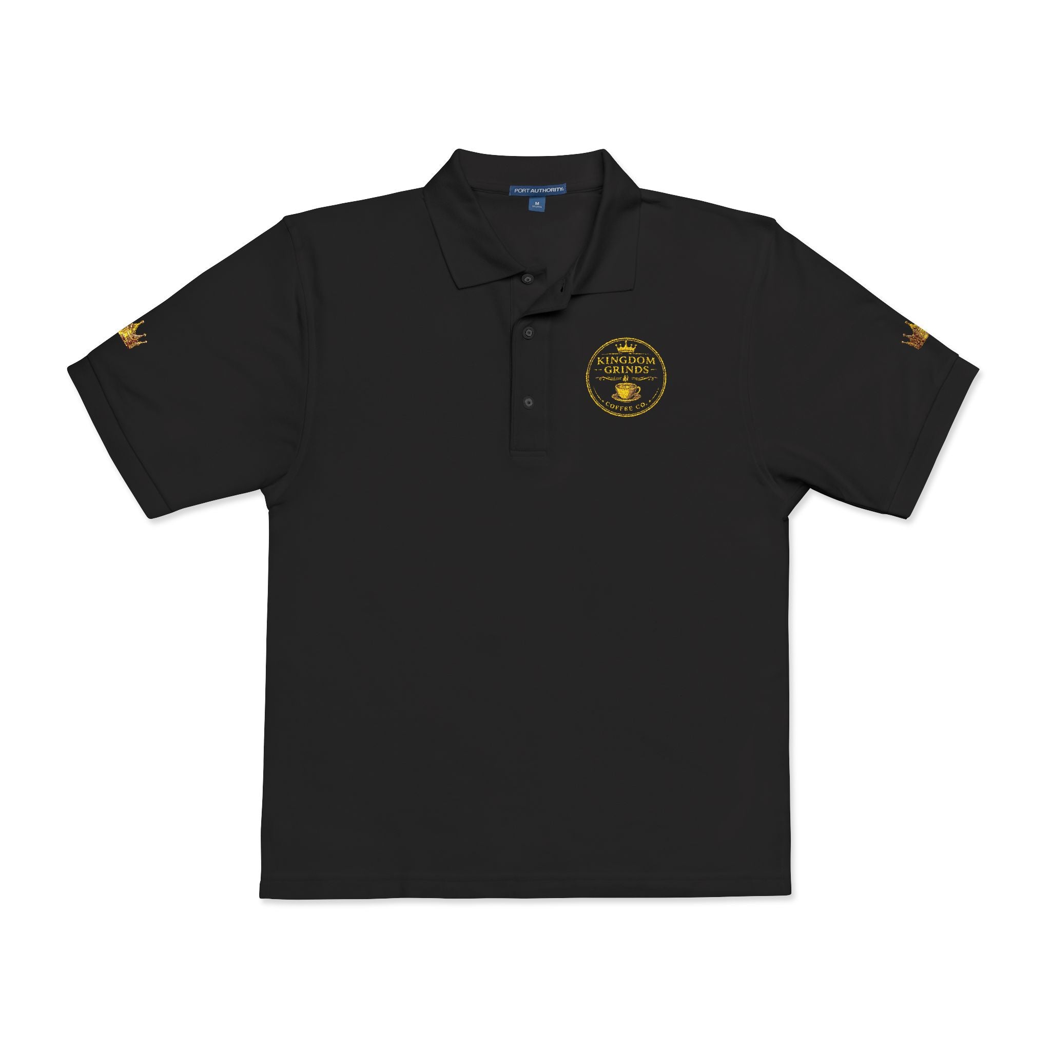Embroidered Gold Floral Crest Polo