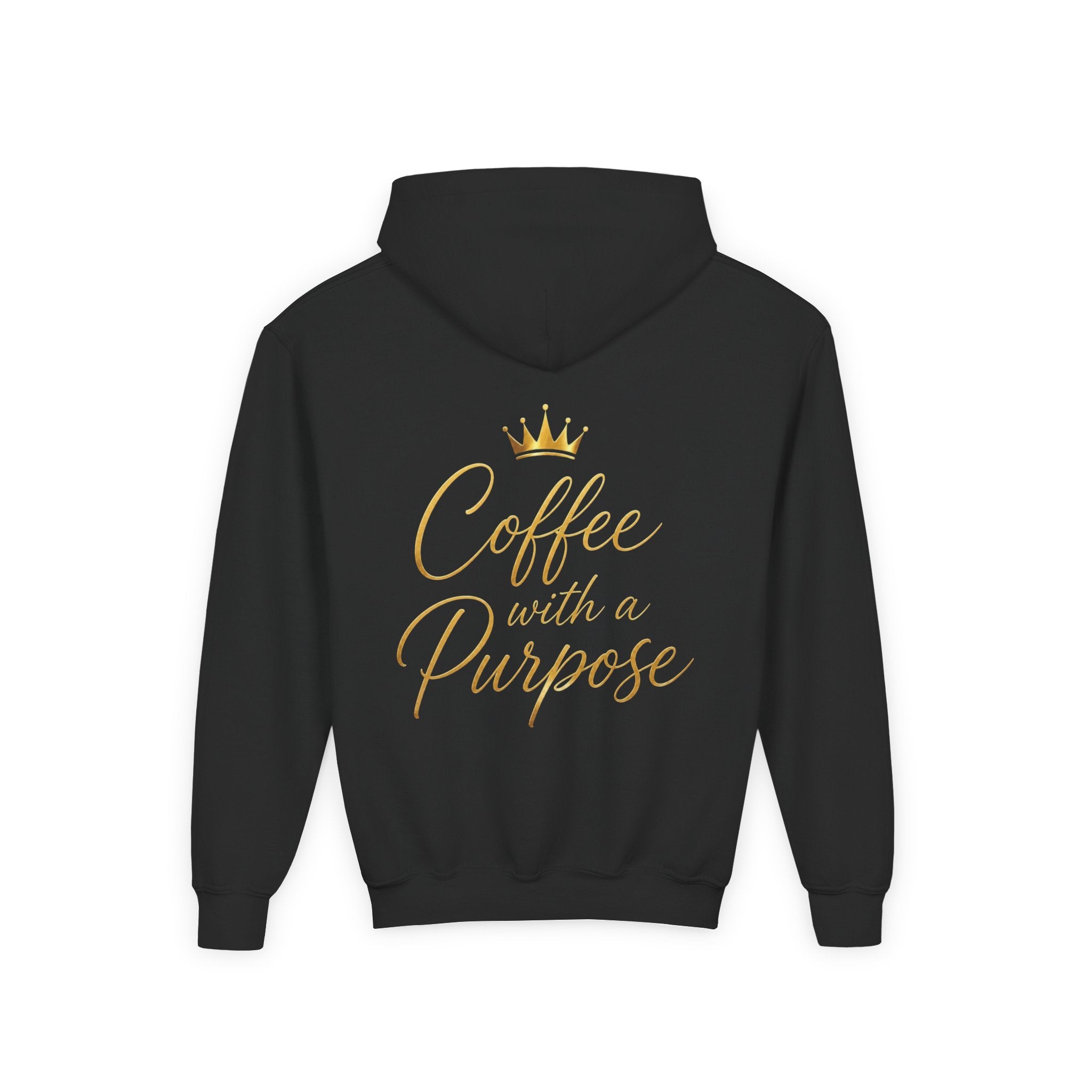 Youth Hoodie — "Kingdom Grinds" Coffee with a Purpose Graphic