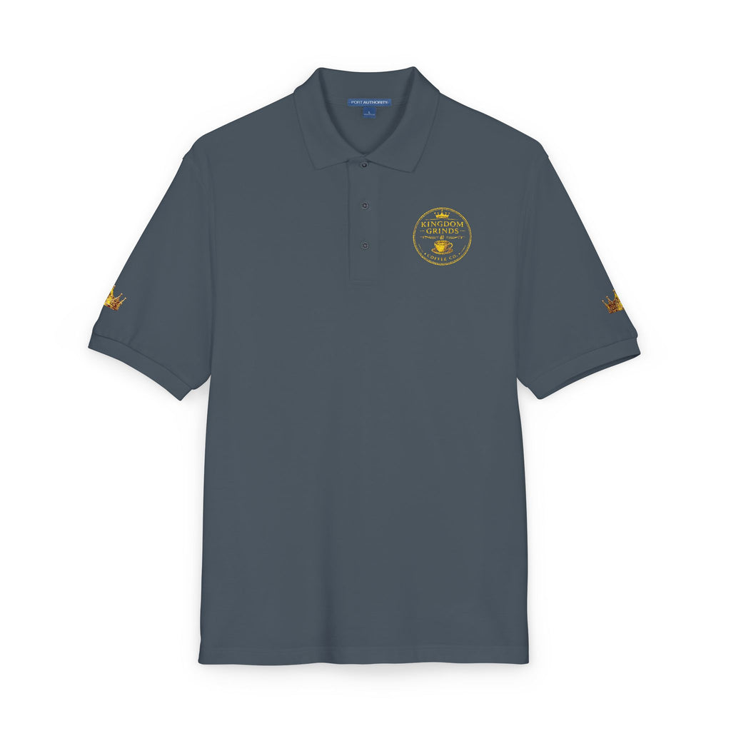Embroidered Gold Floral Crest Polo