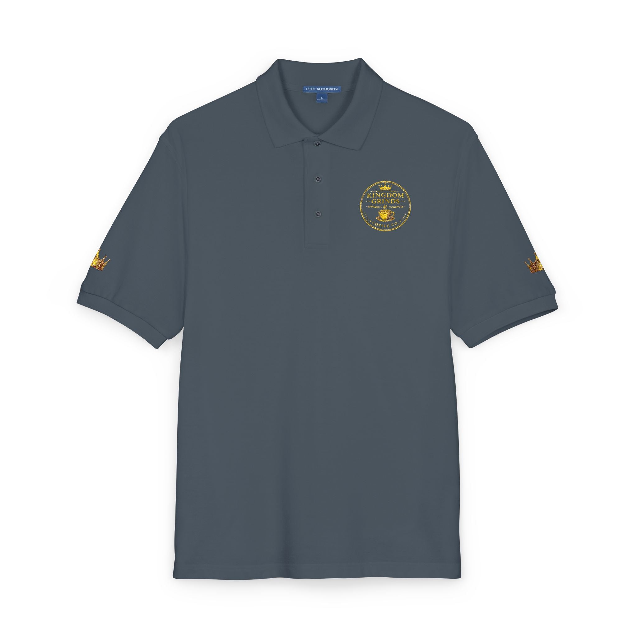 Embroidered Gold Floral Crest Polo