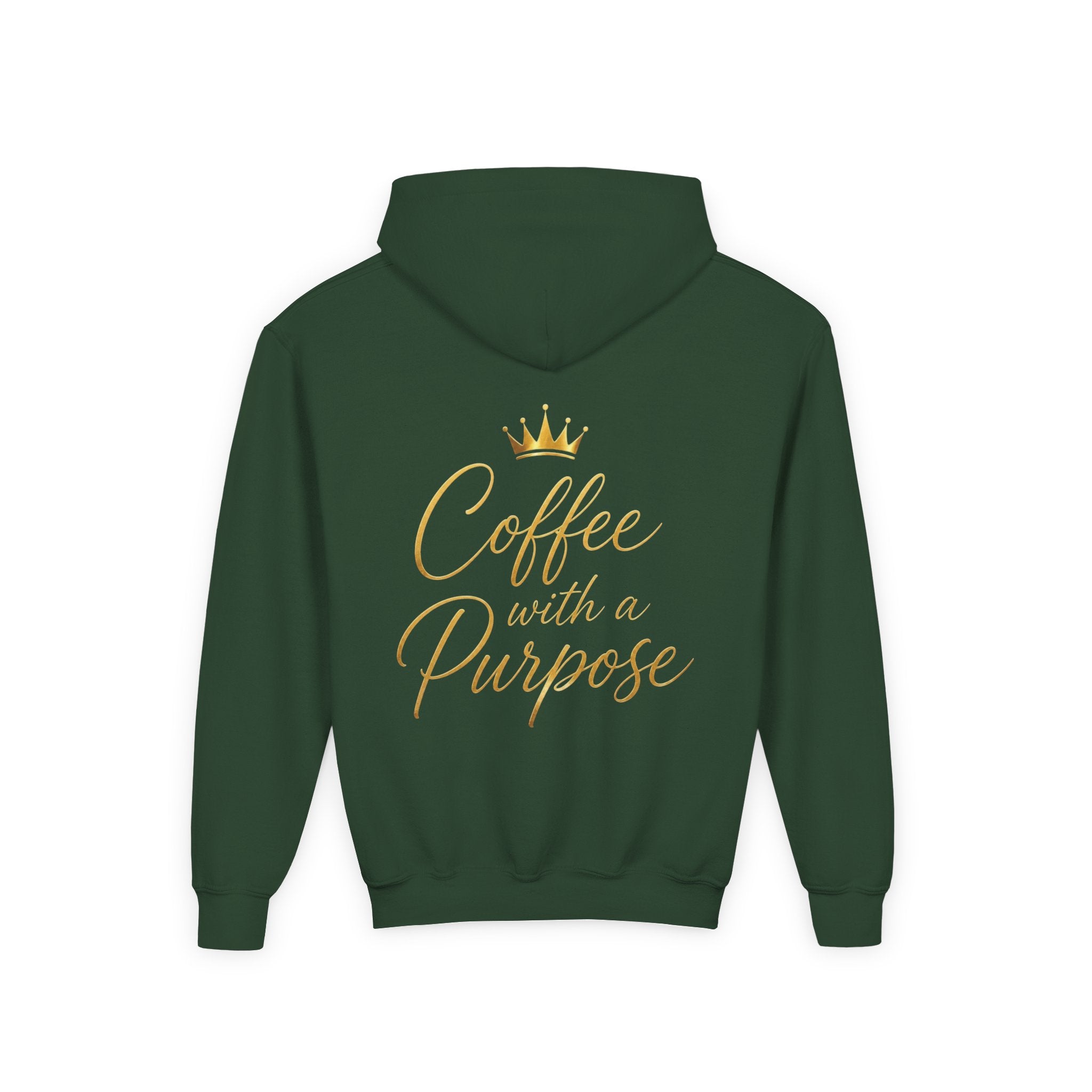 Youth Hoodie — "Kingdom Grinds" Coffee with a Purpose Graphic
