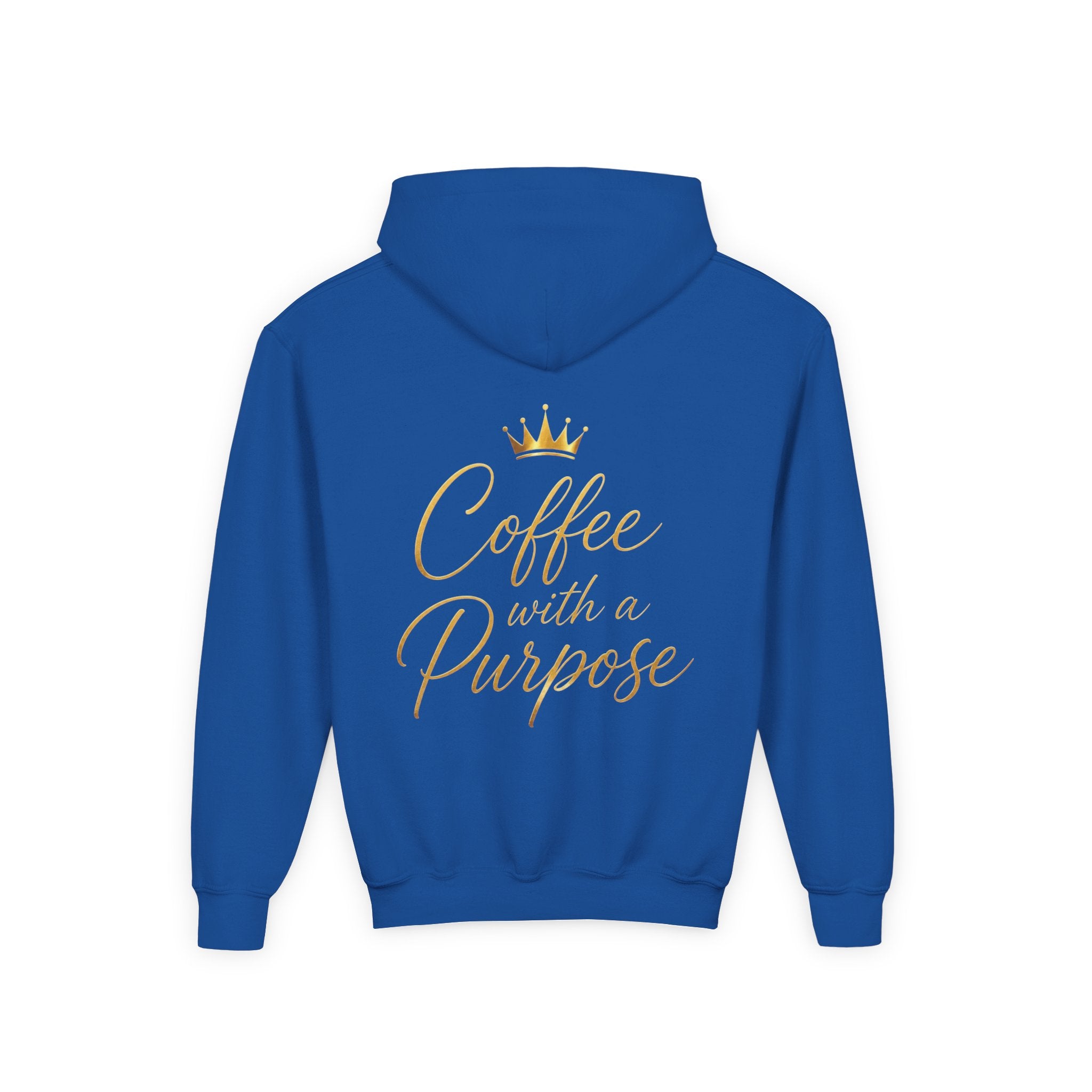 Youth Hoodie — "Kingdom Grinds" Coffee with a Purpose Graphic