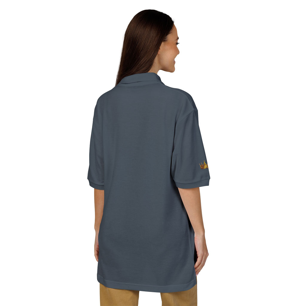 Embroidered Gold Floral Crest Polo