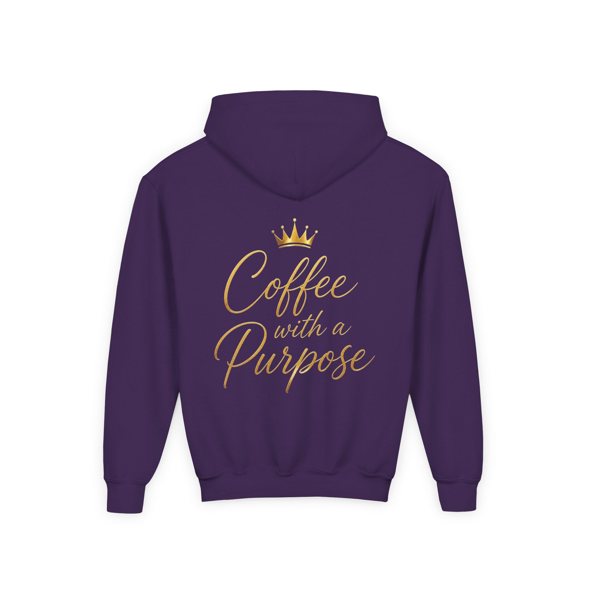 Youth Hoodie — "Kingdom Grinds" Coffee with a Purpose Graphic