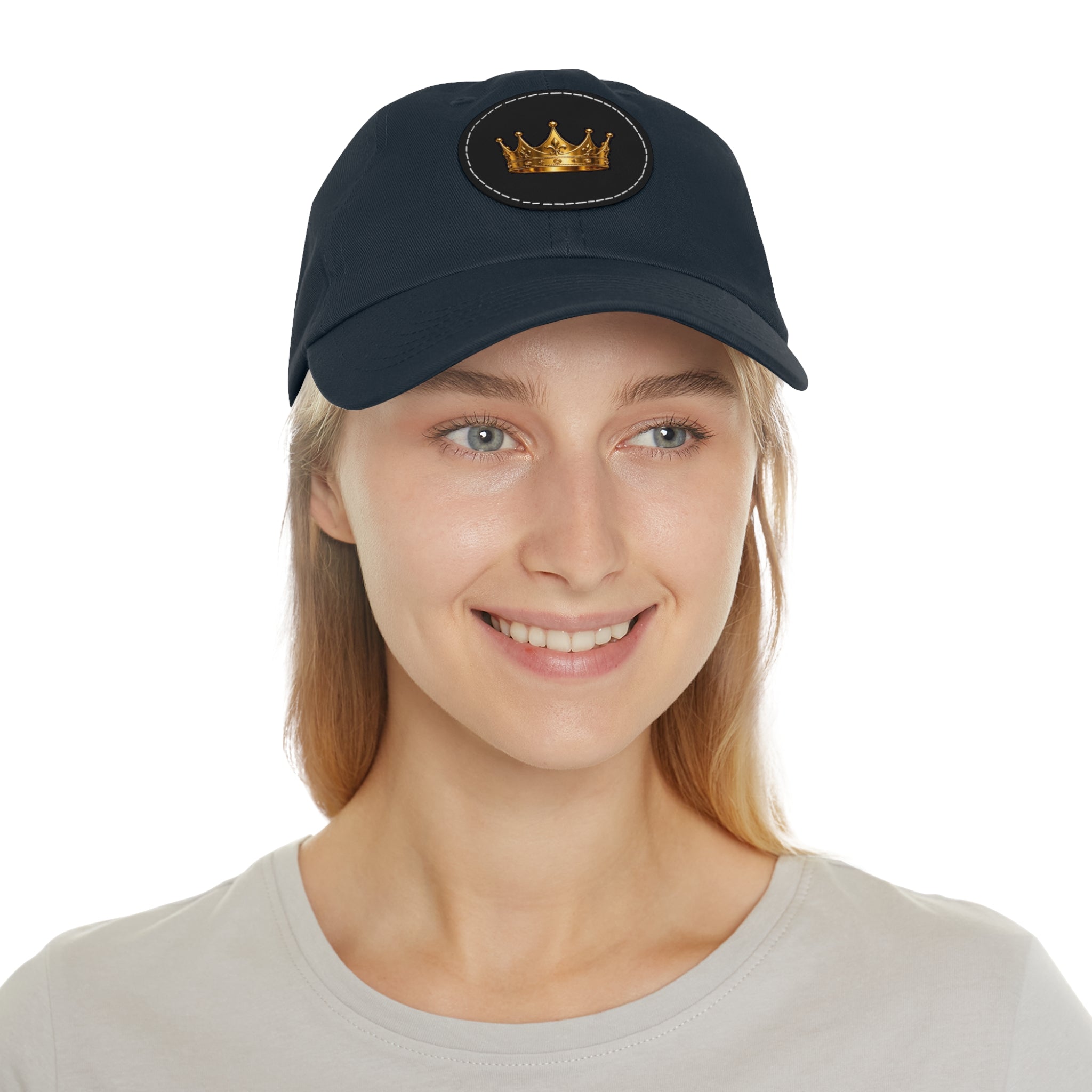 Kingdom Crown Leather Patch Hat – Gold Crown Embroidered Cap